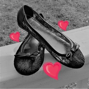 Black Lace Ballet Dress Flats